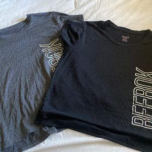TWO Reebok Crop Tees - Size Medium- Black and Grey